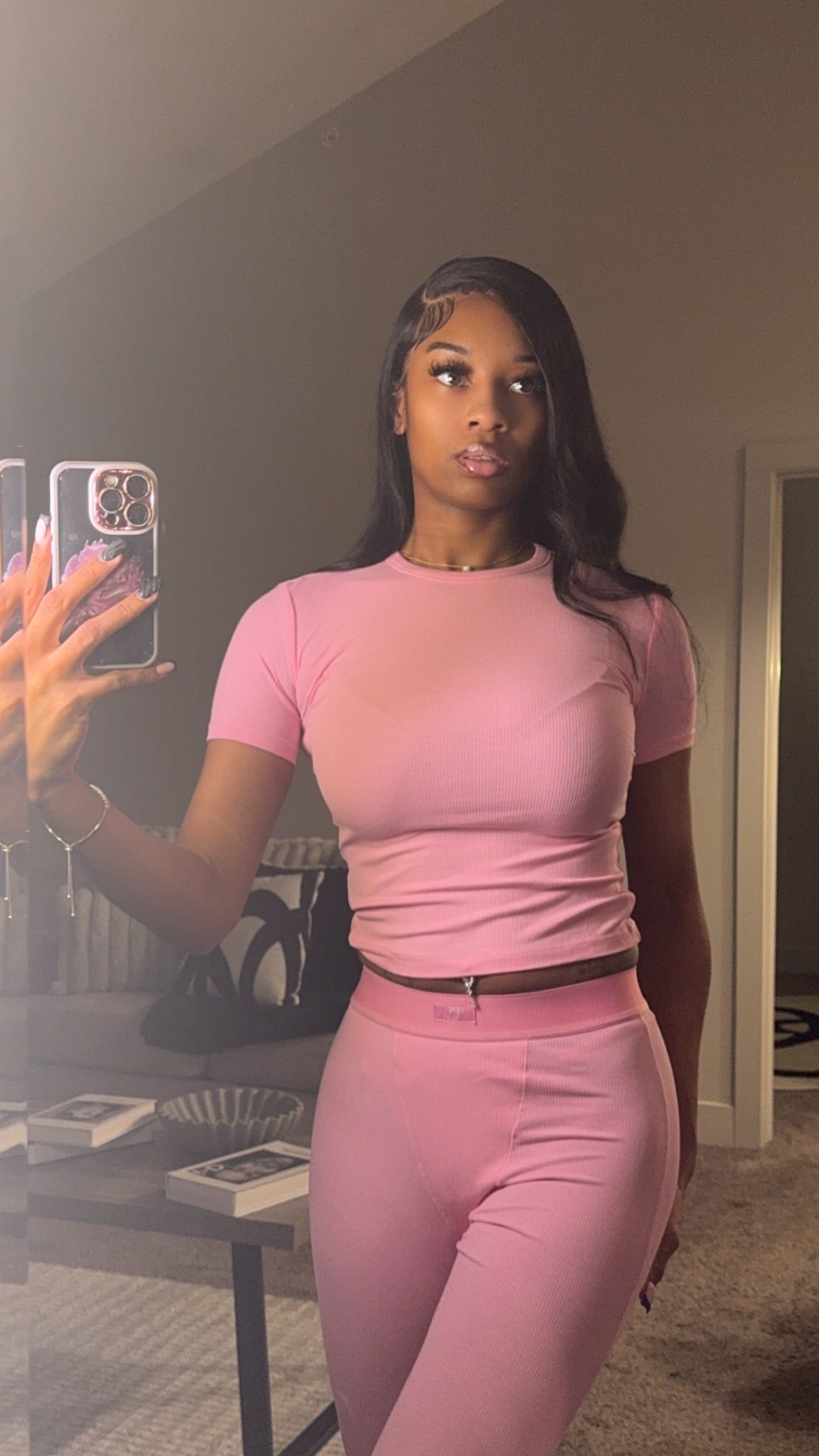 Pink 2 piece athletic sets