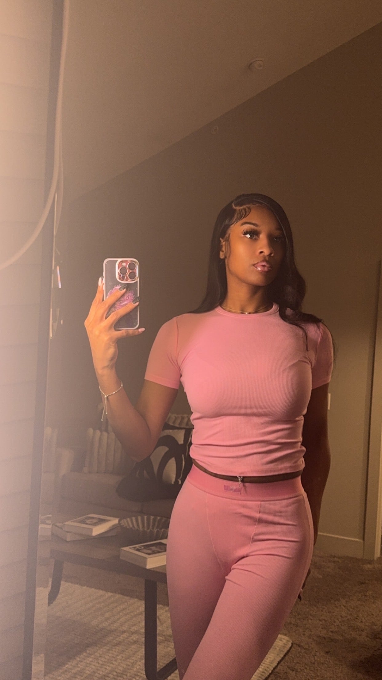 Pink 2 piece athletic sets